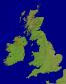 UK + Ireland Satellite + Borders 631x800